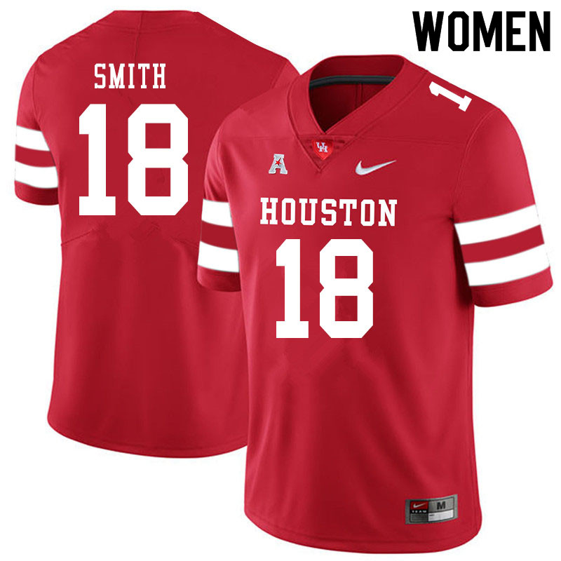Women #18 Chandler Smith Houston Cougars College Football Jerseys Sale-Red - Click Image to Close